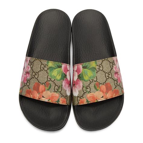 blue gucci slides floral|gucci slides with strawberry.